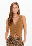 Babylon Button Knit Vest - Tan
