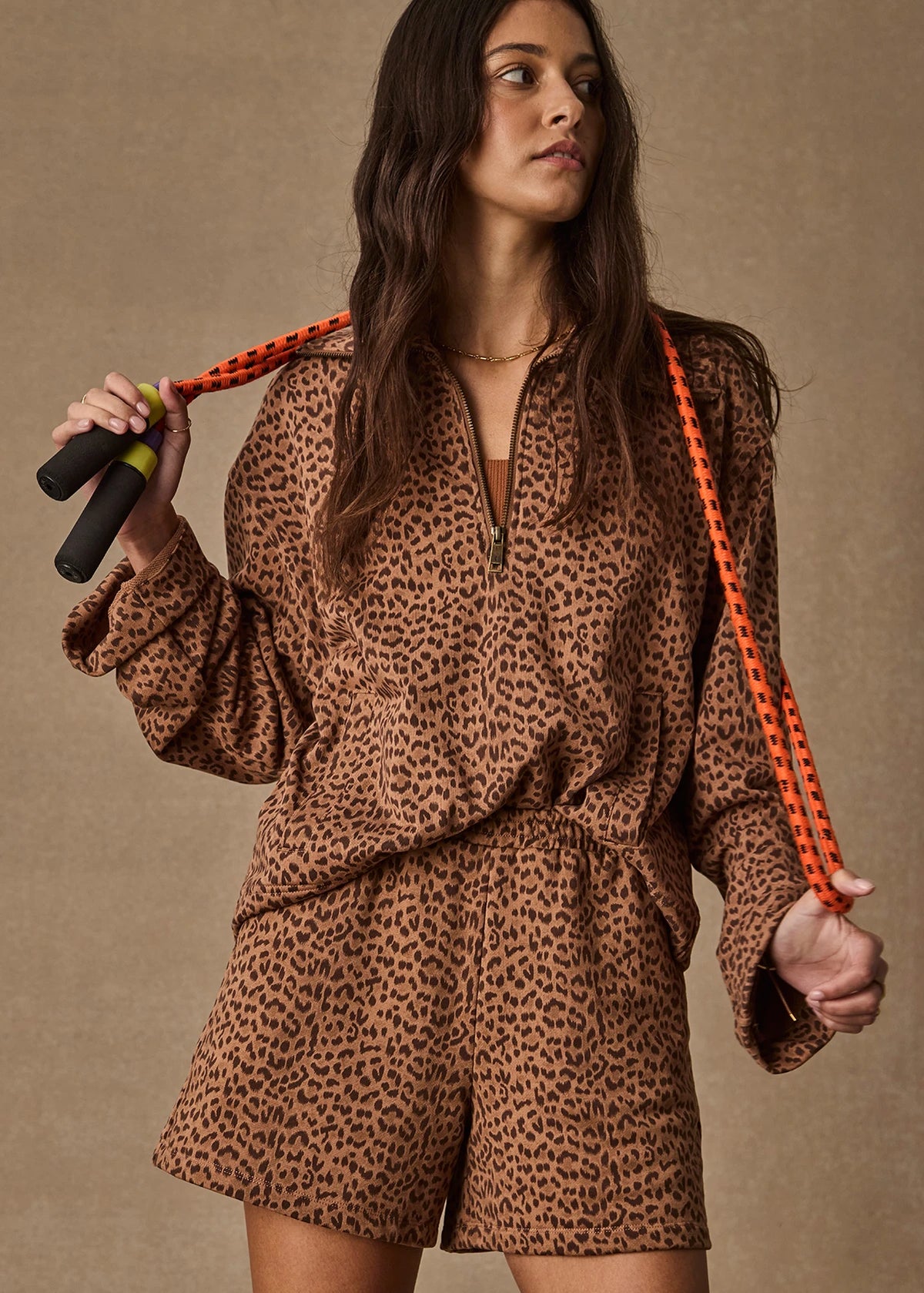 Javan Jones Quarter Zip Sweat - Leopard