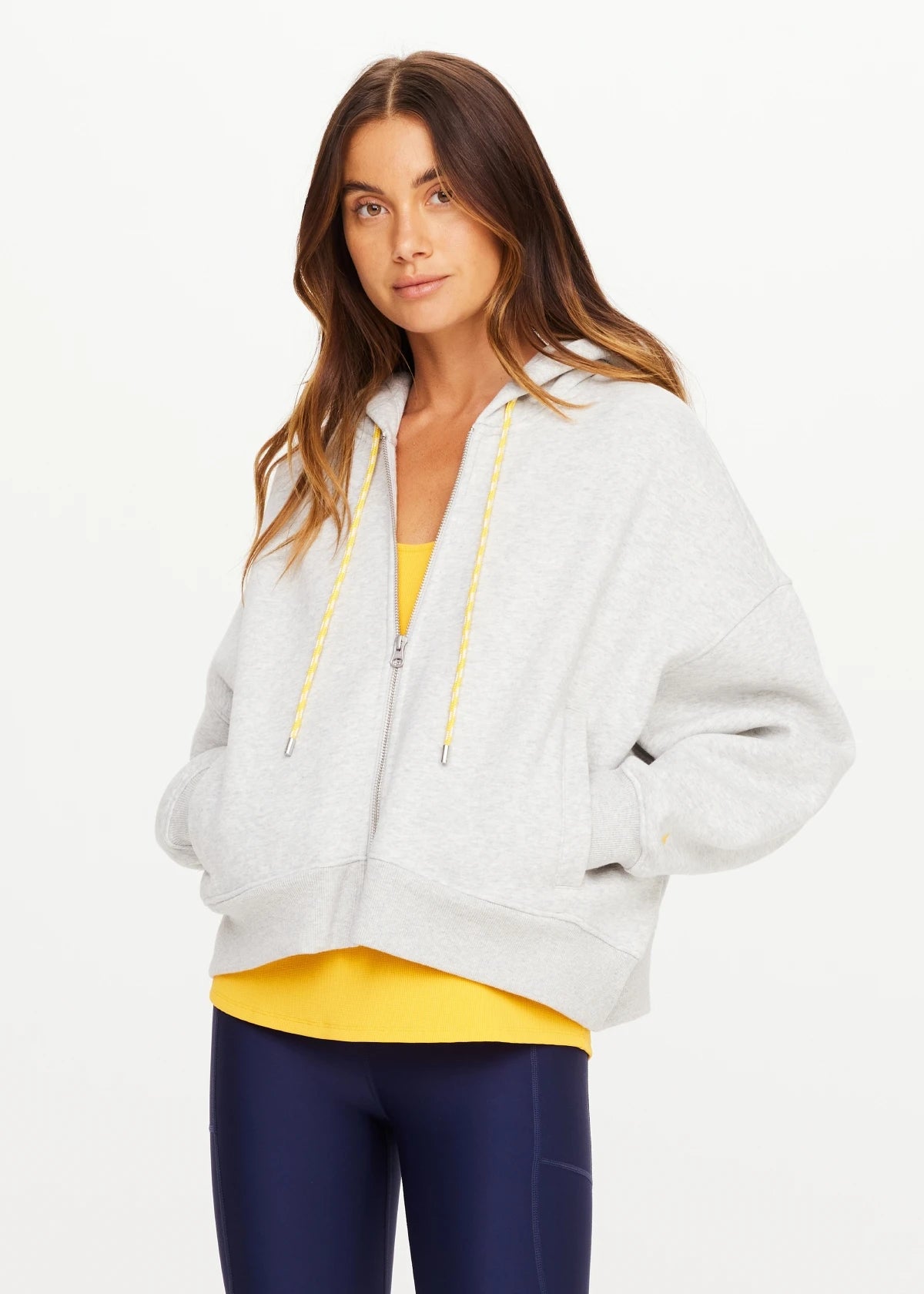 Jude Crop Hoodie - Grey Marle