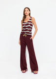 Marnie Panelled Wide Leg Pant - Bordeaux