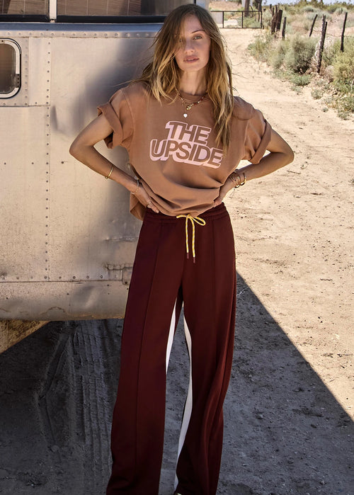 Marnie Panelled Wide Leg Pant - Bordeaux