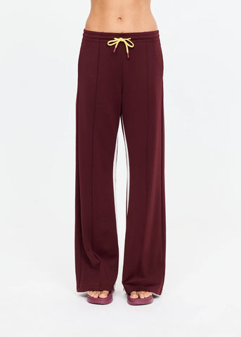 Marnie Panelled Wide Leg Pant - Bordeaux
