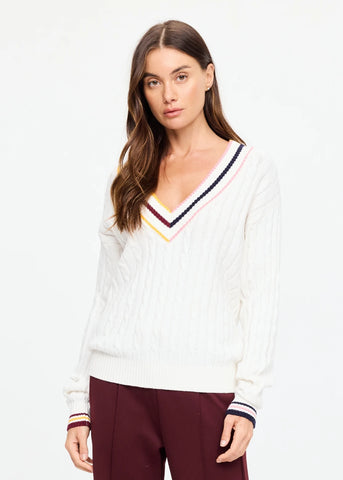 Josette V Neck Knit Sweater - Cream