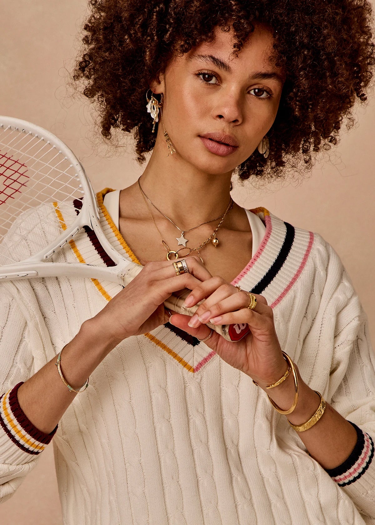 Josette V Neck Knit Sweater - Cream