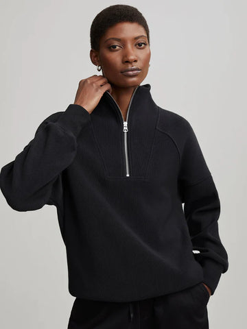 Rhea Half Zip Sweat - Black