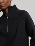 Rhea Half Zip Sweat - Black