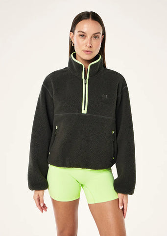 Verde Sherpa Quarter Zip - Caviar/Washed Lime