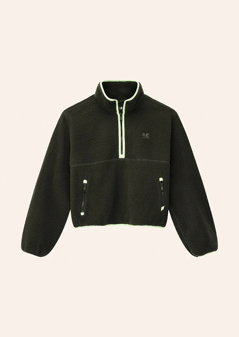 Verde Sherpa Quarter Zip - Caviar/Washed Lime