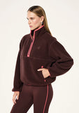 Verde Sherpa Quarter Zip - Mahogany/Diva Pink