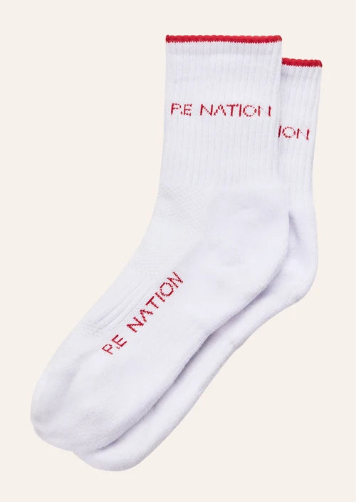 Vita Sock - White/College Red