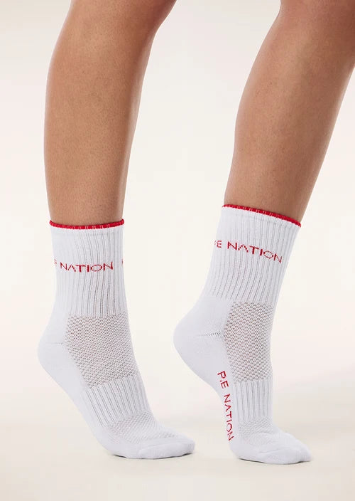 Vita Sock - White/College Red