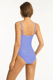 Varsity Square Neck Bralette One Piece - Cobalt