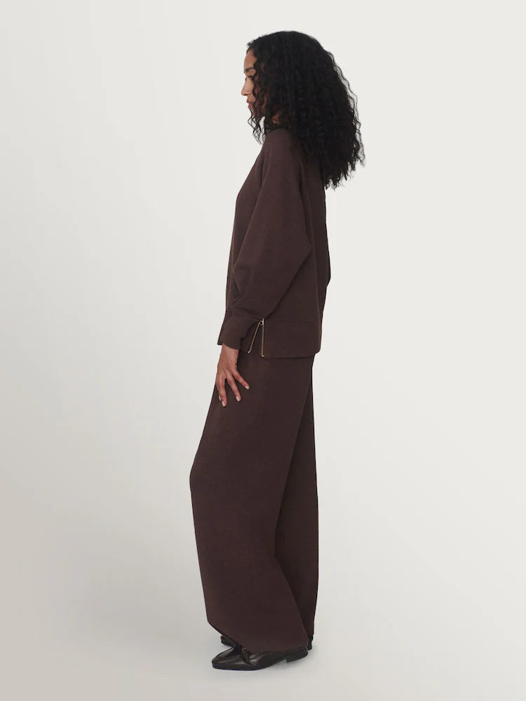 The Extra Wide Leg Pant - Coffee Bean Marl