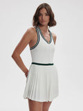 Jane Court Dress - White/Forest