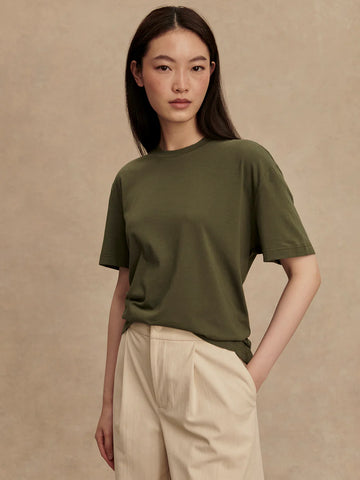 Leighton Boyfriend Tee - Racing Olive