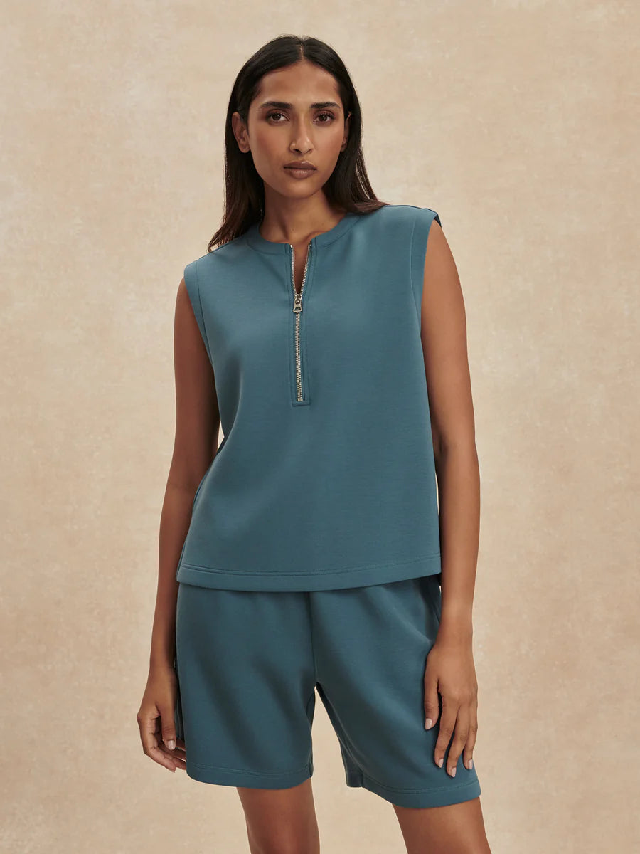 Simmons Half Zip Tank - Mallard Blue