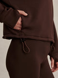 Sian Cropped Half-Zip Sweat - Coffee Bean