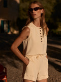 Marla Button Placket Tank - Anise Flower