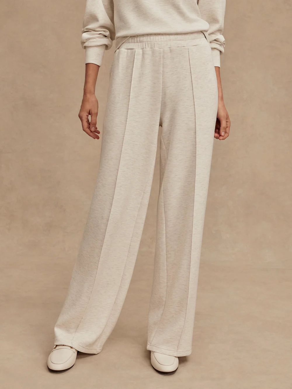 The Wide Leg Pant - Ivory Marl