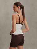 Theon Scoop Neck Tank - White/Coffee Bean