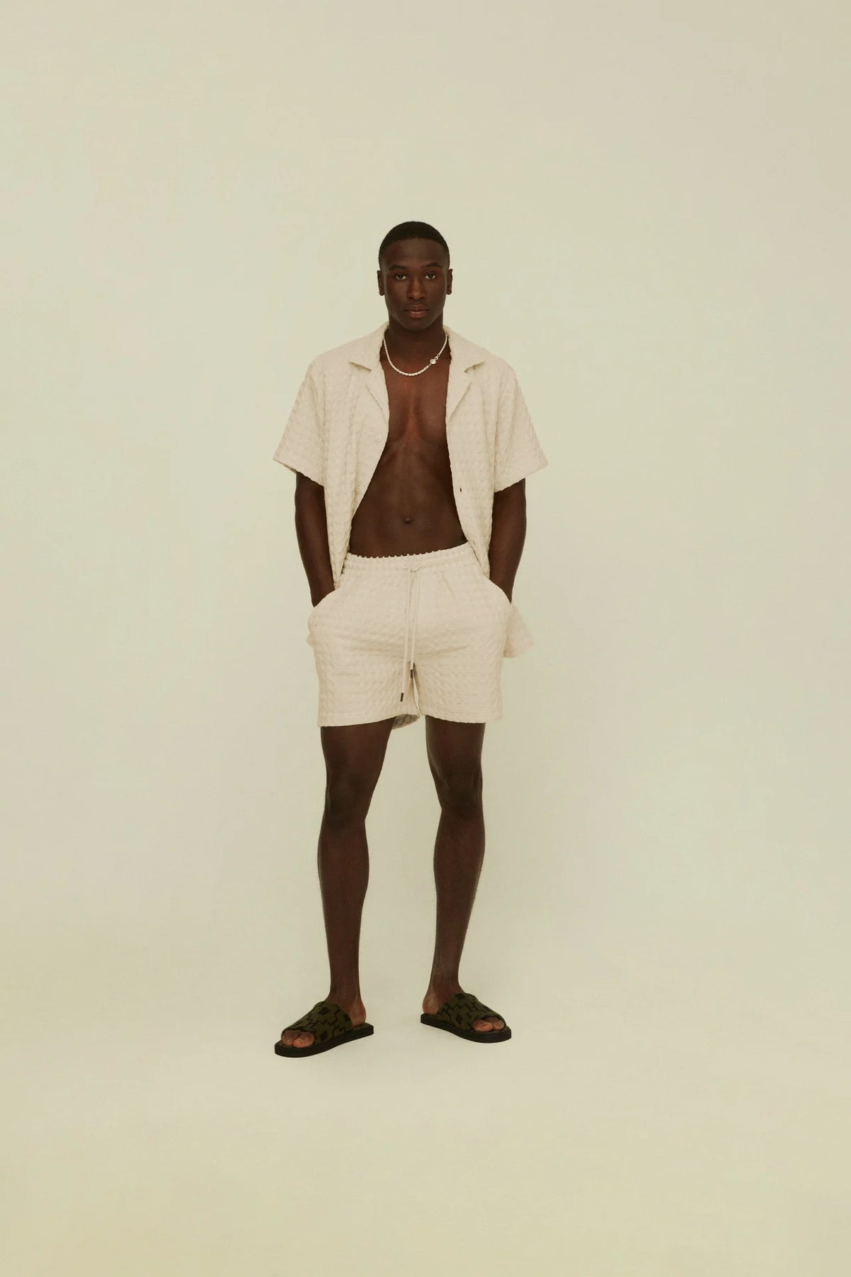 Porto Waffle Shorts - Ecru