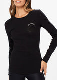 Rib Chrissy Long Sleeve Top - Black