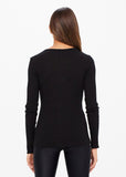 Rib Chrissy Long Sleeve Top - Black