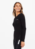 Rib Chrissy Long Sleeve Top - Black