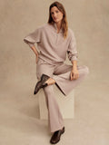 The Wide Leg Pant - Taupe Marl