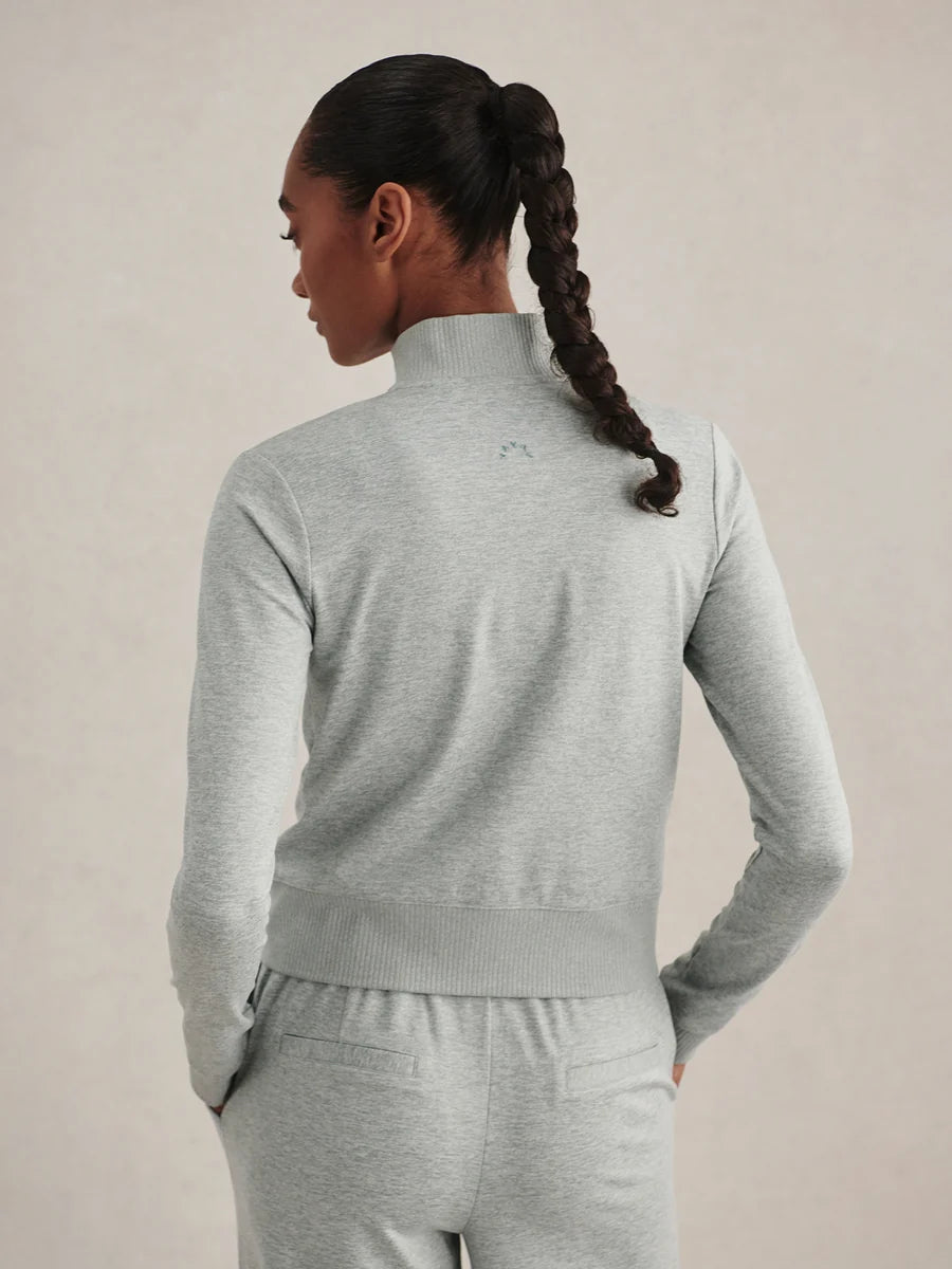 Rufus Cropped Zip-Through Sweat - Blue Green Marl