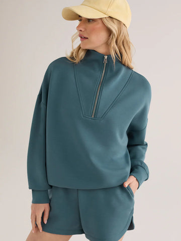 Hawley Half-Zip Sweat - Mallard Blue