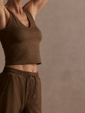Ruby Cropped Tank - Teak Olive Marl