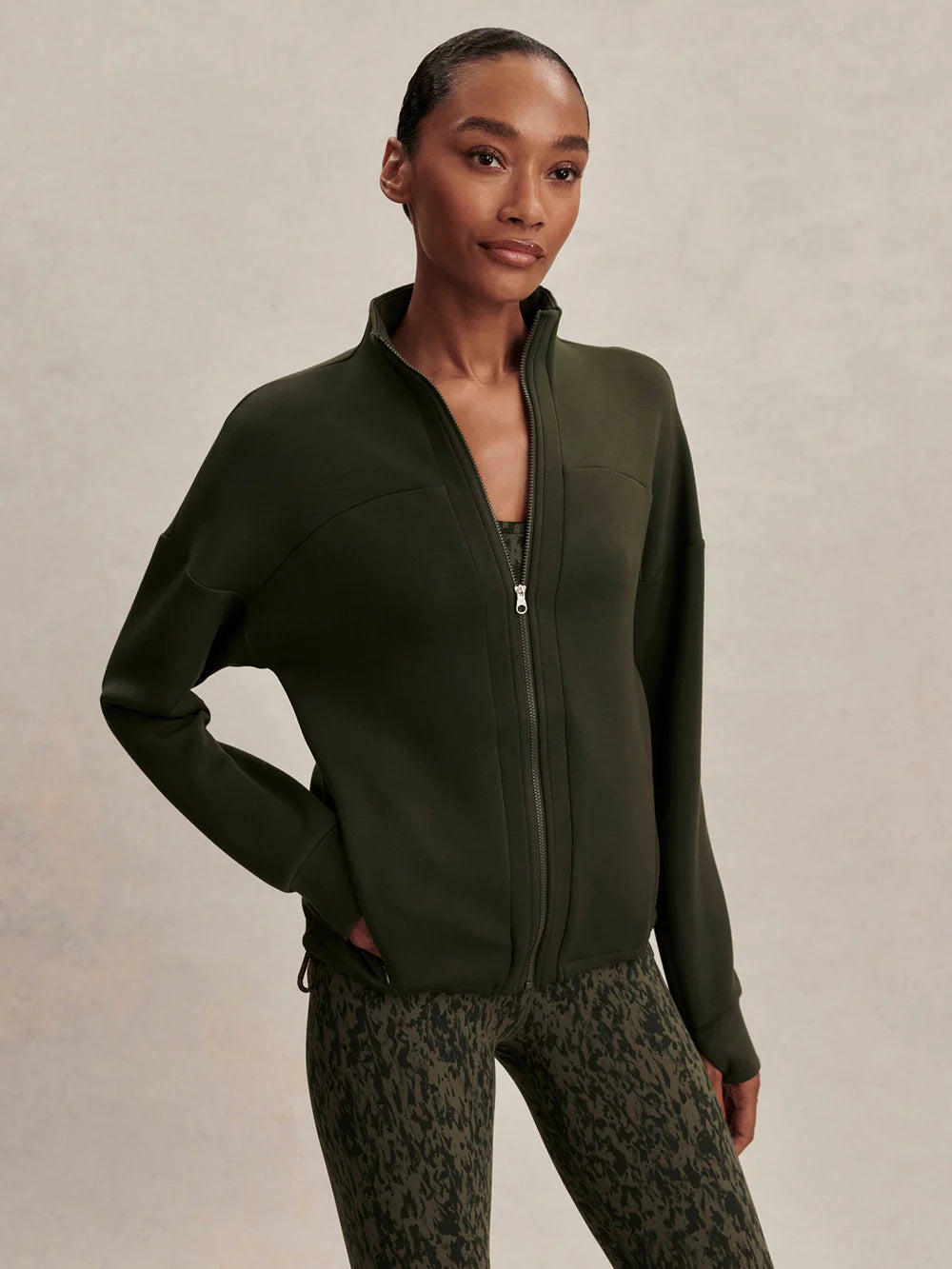 Tayah Zip-Through Sweat - Dark Resin Green