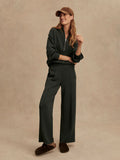 The Wide Leg Pant - Olive Marl