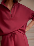 Hawley Half-Zip Sweat - Rich Raspberry