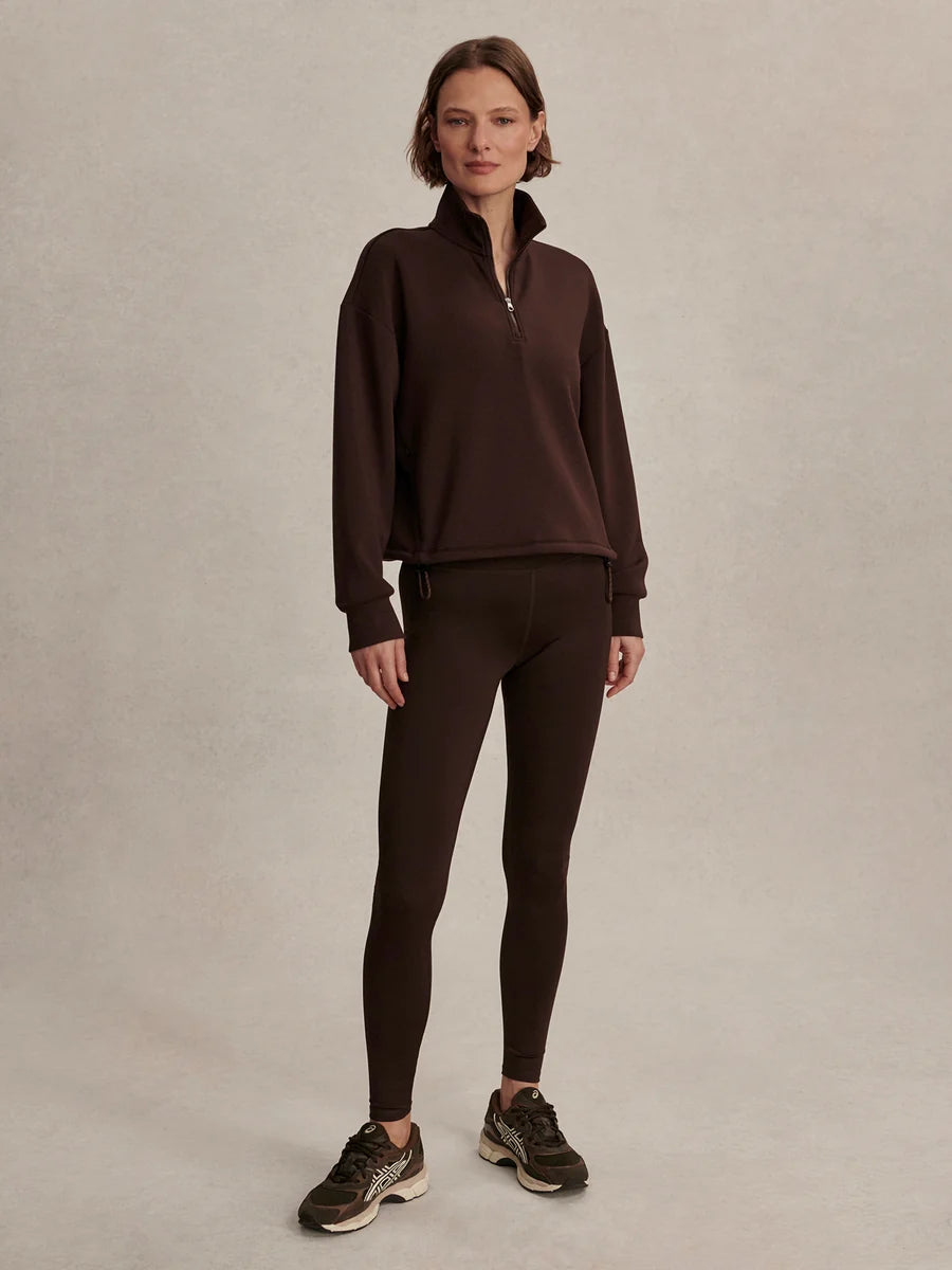 Sian Cropped Half-Zip Sweat - Coffee Bean