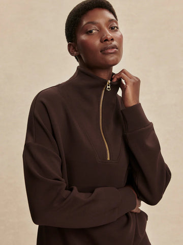 Hawley Half Zip Sweat - Coffee Bean