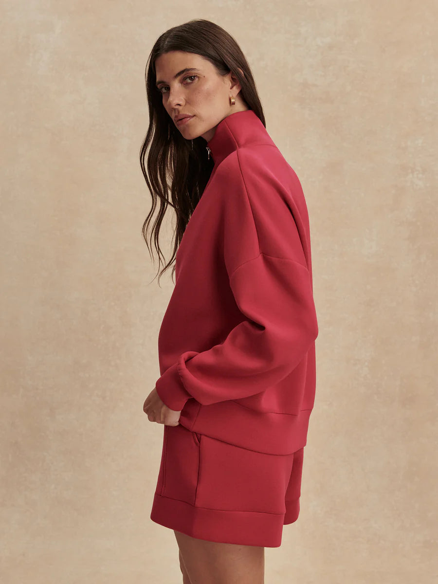 Hawley Half-Zip Sweat - Rich Raspberry