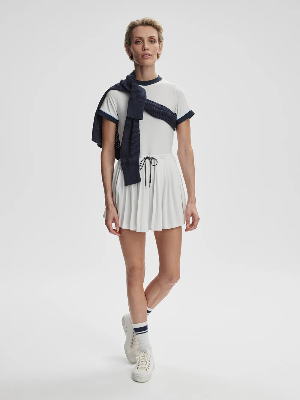 Trent Court Dress - White/Blue Nights