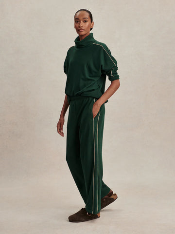 Brushed Rib Wide Leg Pant - Pine Grove/Cement