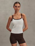 Theon Scoop Neck Tank - White/Coffee Bean