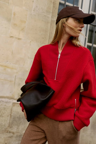 Mumford Half-Zip Fleece - Washed Red
