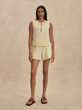 Marla Button Placket Tank - Anise Flower