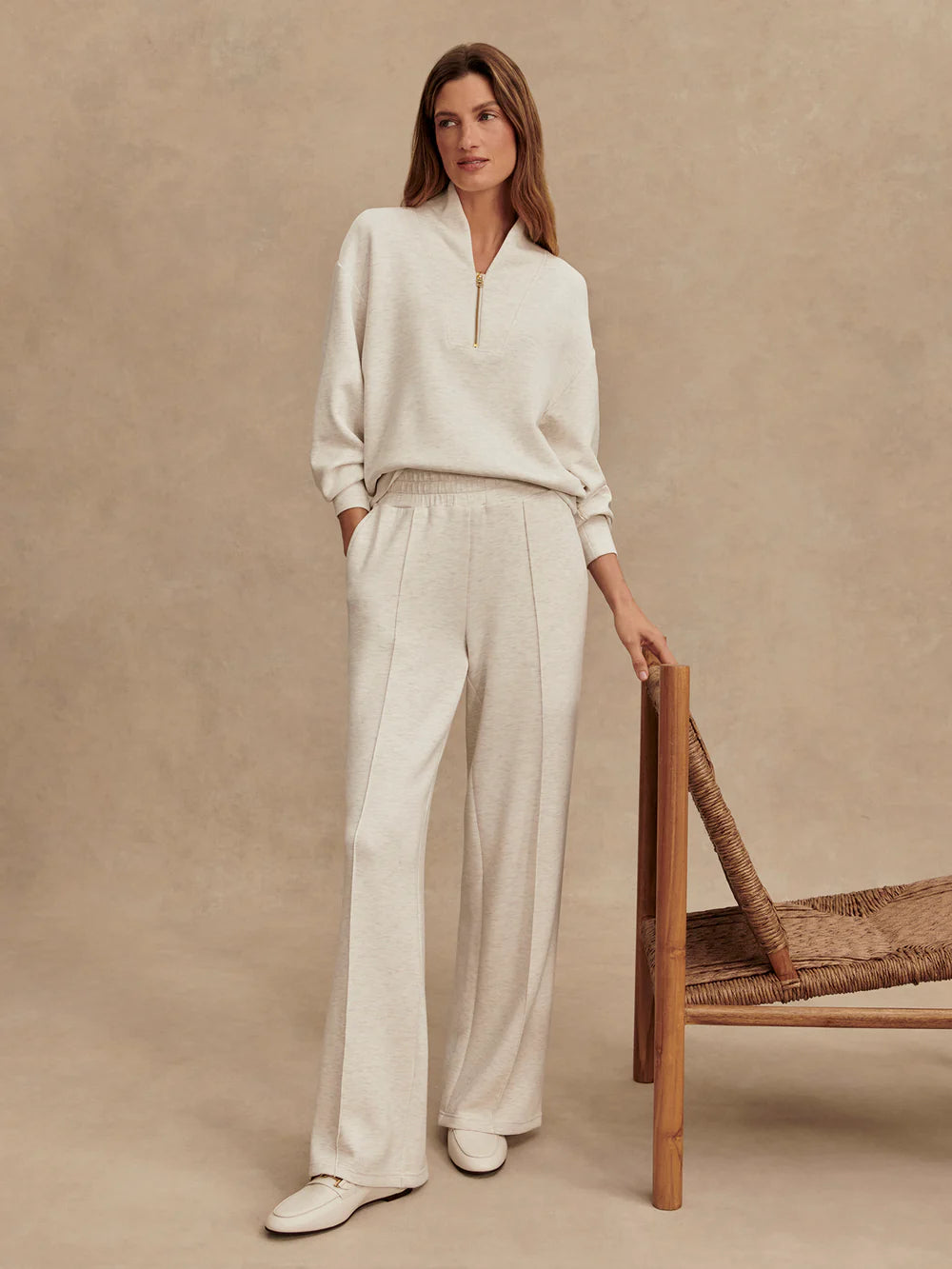 The Wide Leg Pant - Ivory Marl