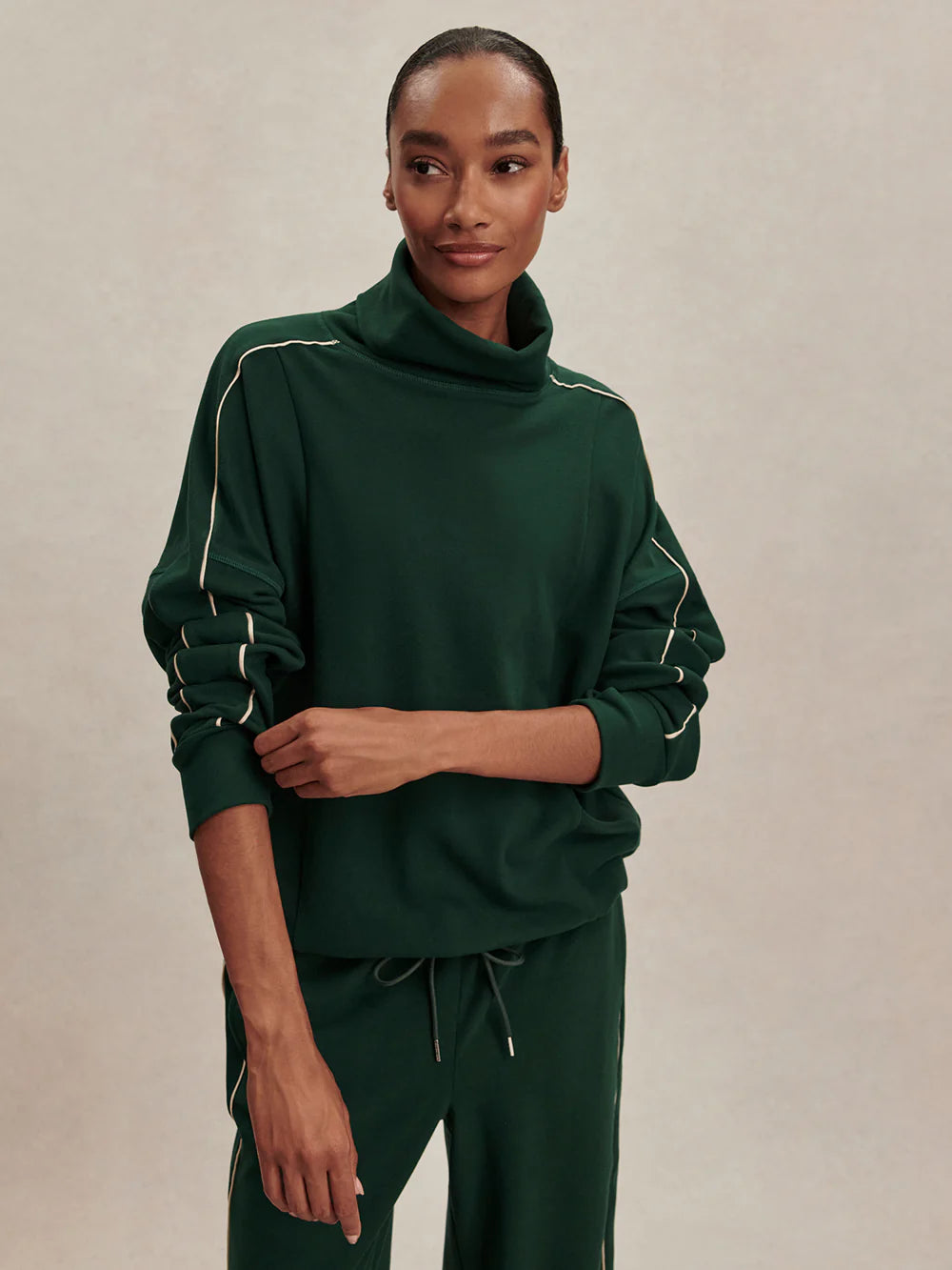 Ariana High-Neck Sweat - Pine Grove/Cement