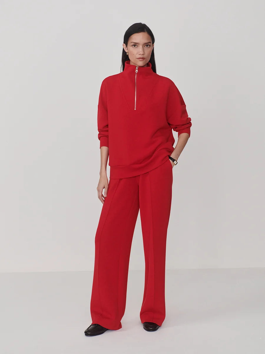 Hawley Half-Zip Sweat - Red Marl