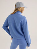 Sian Cropped Half-Zip Sweat - Marina
