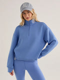 Sian Cropped Half-Zip Sweat - Marina