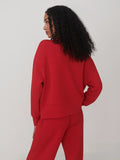 Olwen Button Front Sweater - Red Marl