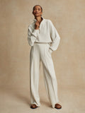 The Wide Leg Pant - Ivory Marl